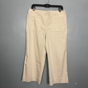 NWT TALBOTS Wide Leg Crop Khaki Pants Women’s 12P Petite Cotton Blend Flattering